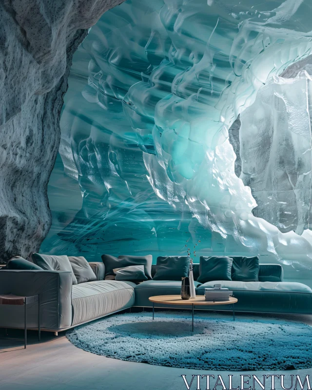 AI ART Modern Interior Design in Enchanting Ice Setting