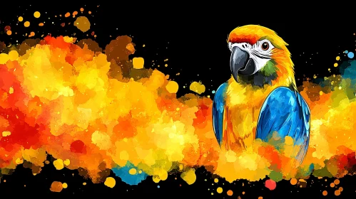 Vivid Parrot Painting with Abstract Background