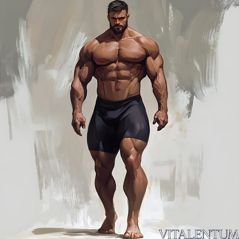 Strength and Physique: Muscular Man Portrait AI Image