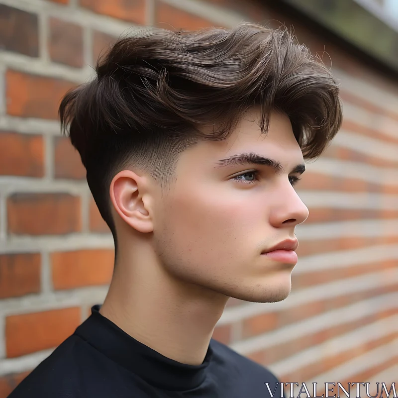 Stylish Young Man Portrait in Profile View AI Image