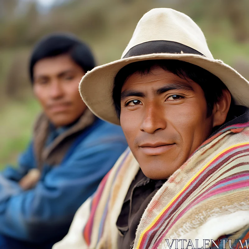 Man in Outdoor Setting with Hat and Blanket AI Image