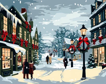 Picturesque Winter Village with Festive Accents