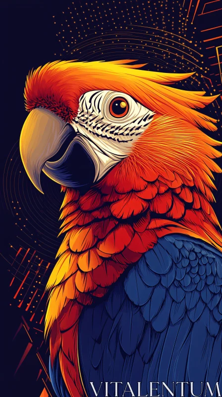 AI ART Colorful Parrot Illustration