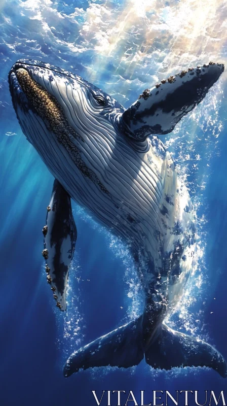 Whale Swimming Gracefully Underwater AI Image