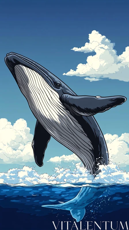 Whale Emerging from Ocean Art AI Image