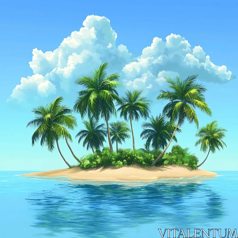 Serene Tropical Island Scene AI Image