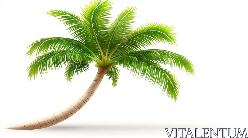 AI ART Elegant Curved Palm Tree