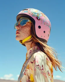 Fashionable Woman in Helmet