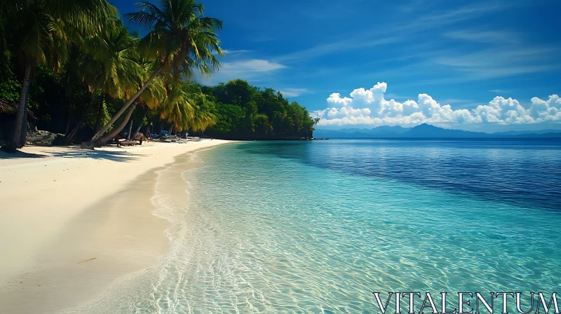 Idyllic Paradisiacal Island Beach Scene AI Image