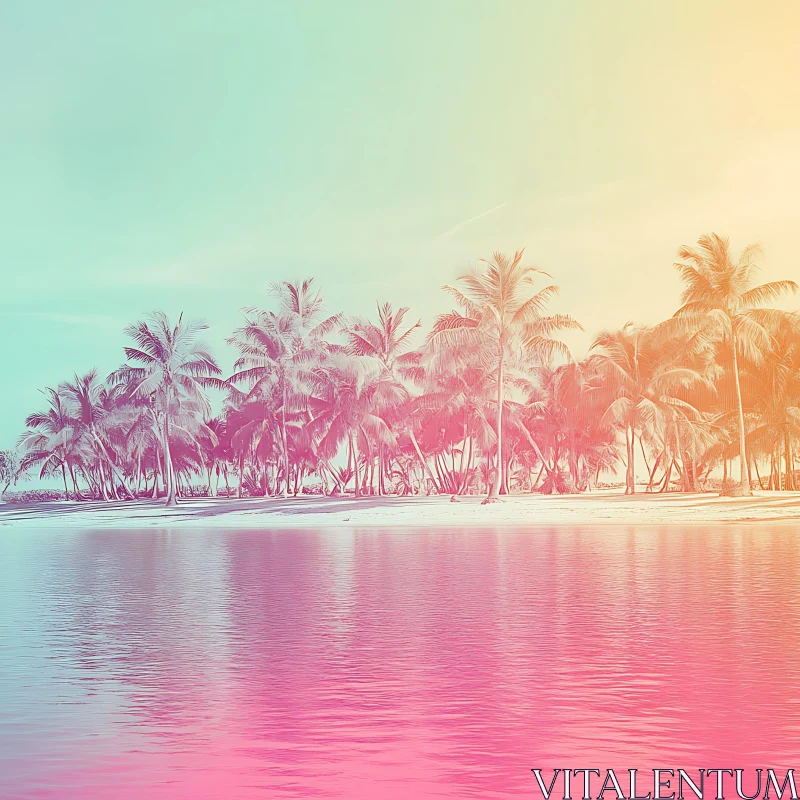 Serene Island Paradise in Pastel Colors AI Image