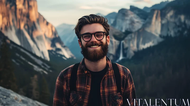 Bearded Man Enjoying Nature's Beauty AI Image