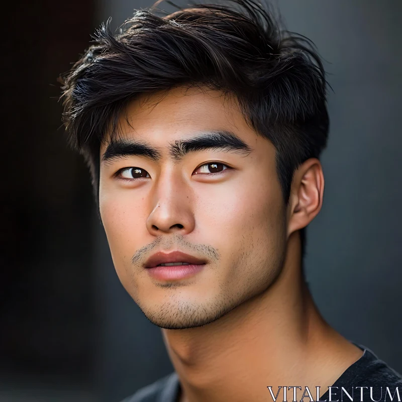 Detailed Portrait of a Young Man with Dark Hair AI Image