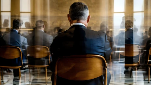 Focused Person in a Blurred Conference Setting