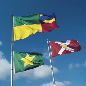 Colorful Flags Fluttering in the Wind
