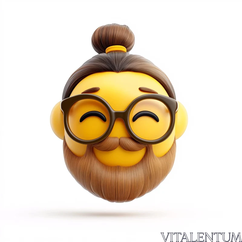 Happy Man Emoji with Beard and Glasses