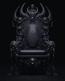 Gothic Throne Embellished with Skulls and Horns