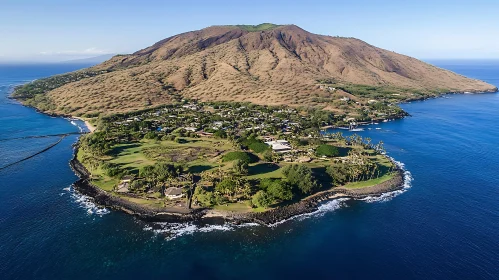 Scenic Island Coastline with Mountain View