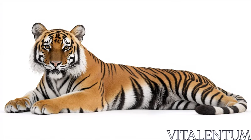 Regal Tiger Posing Against Minimalist Backdrop AI Image