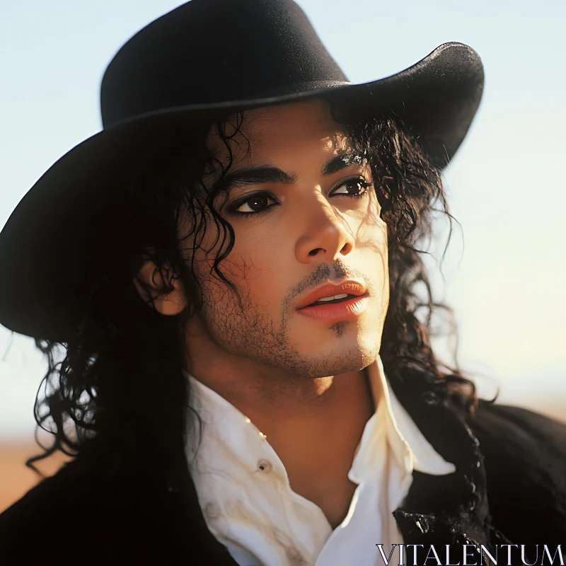 Man in Black Hat Staring into Distance