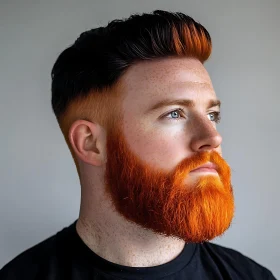 Man with Striking Orange Beard and Blue Eyes