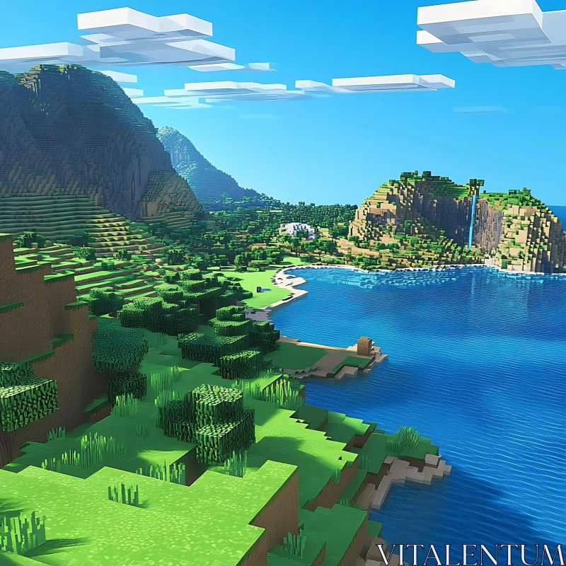 Voxel Art: Mountains, Forest, and Lake