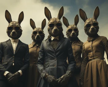 Fashionable Rabbits in a Surreal Setting