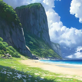 Majestic Coastal Landscape with Towering Cliffs