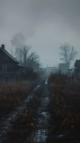 Eerie Abandoned Village in Fog