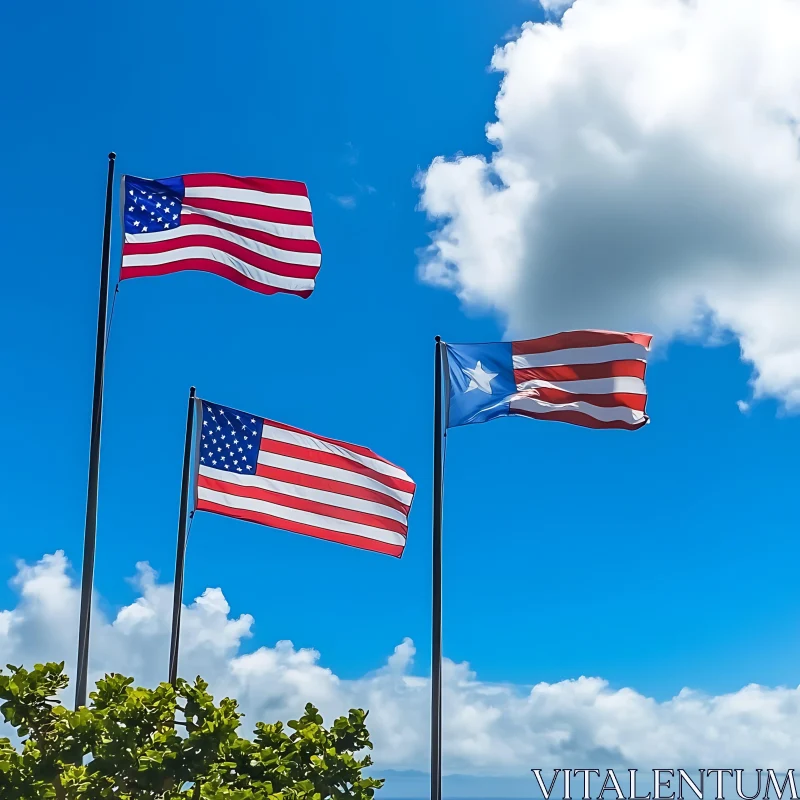 AI ART Patriotic Flags in Nature