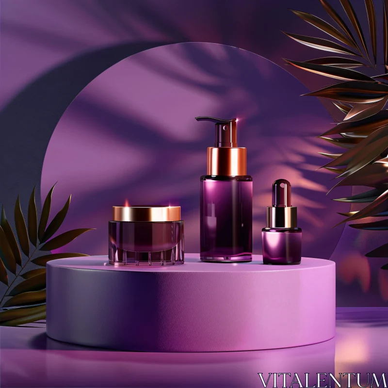 Luxury Cosmetics in Purple Setting AI Image