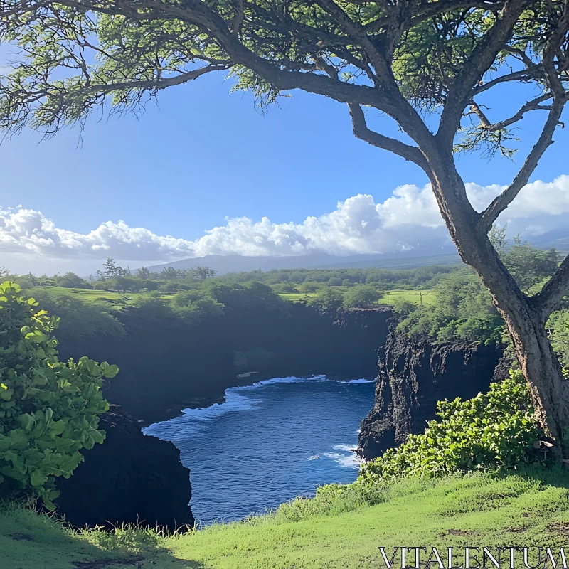 Idyllic Cliff and Ocean View AI Image