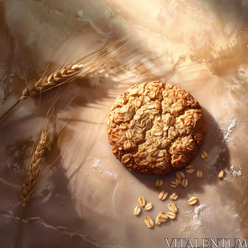 AI ART Rustic Oatmeal Cookie on Marble