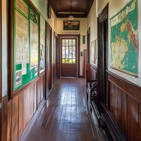 Wooden Hallway Design in Educational Facility