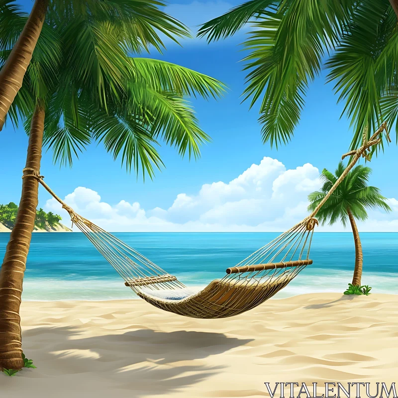 Relaxation on a Tropical Beach AI Image