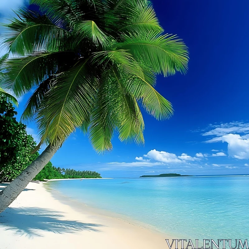 Serene Beach on a Tropical Island AI Image