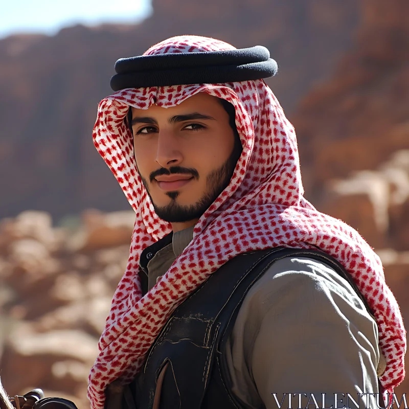 Middle Eastern Man in Desert AI Image