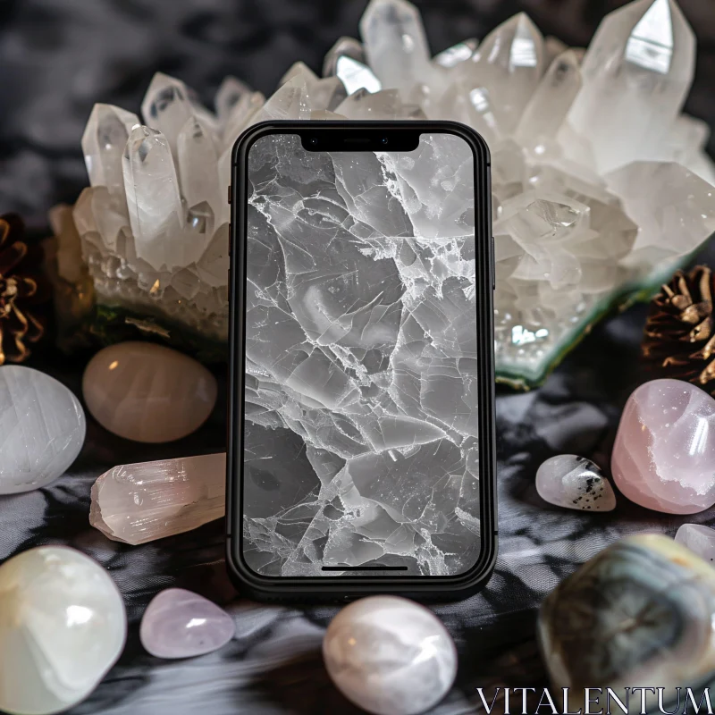 AI ART Crystals and Smartphone Harmony