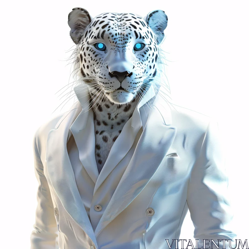 Stylish Feline in White Suit AI Image