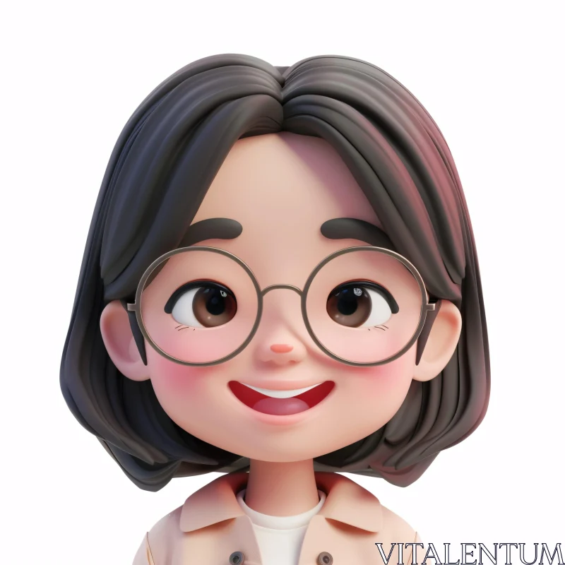 AI ART Joyful 3D Animated Character with Glasses