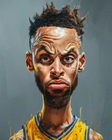 Energetic Caricature of Basketball Player