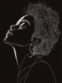 Elegant Woman's Profile in Line Art