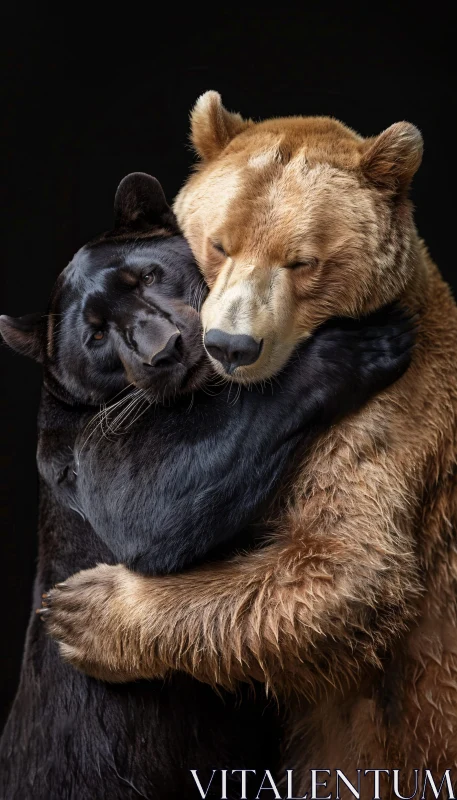 AI ART Panther and Bear Hug