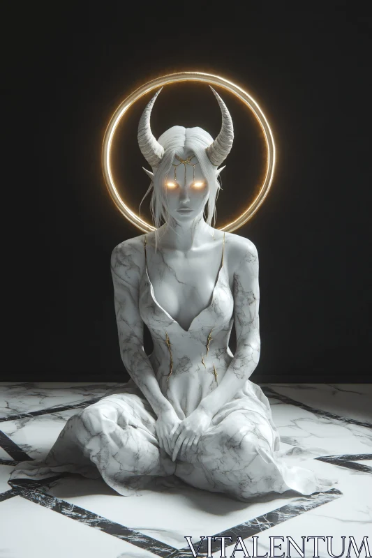 AI ART Mystical Marble Entity with Halo