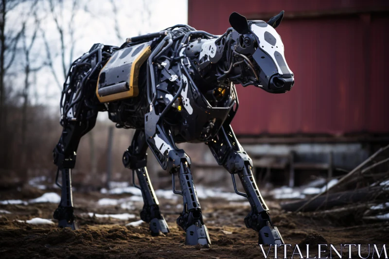 Mechanical Calf in Nature AI Image