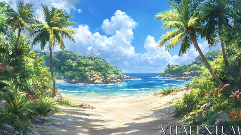 Serene Tropical Beach Landscape AI Image