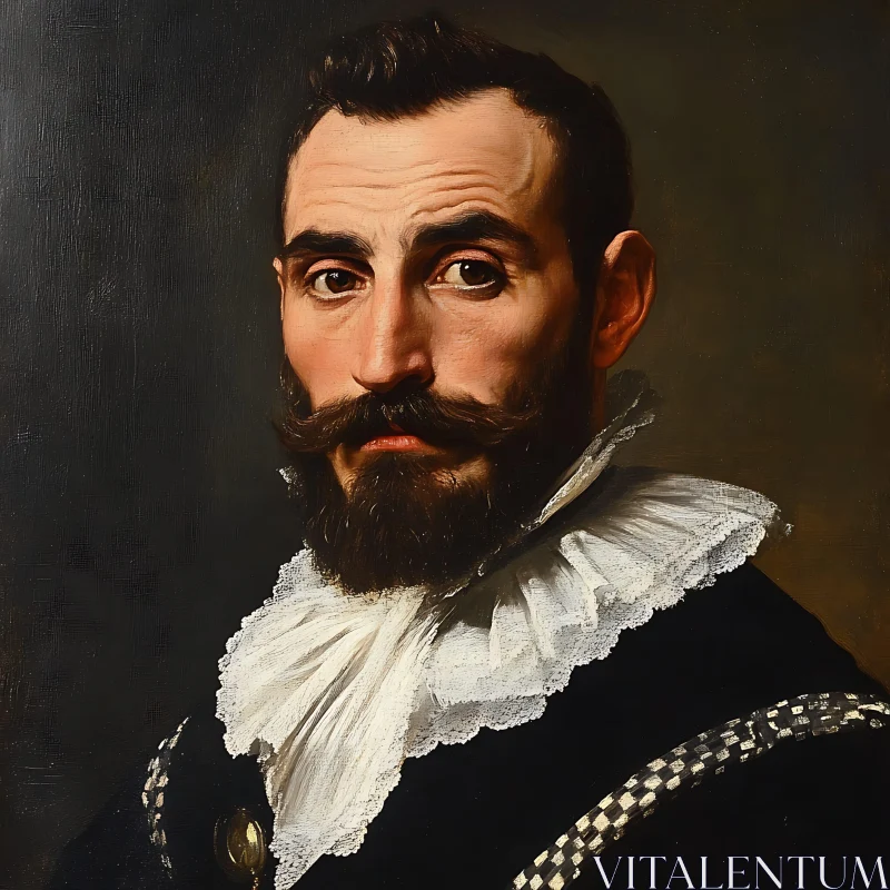 Bearded Man in Renaissance Fashion AI Image