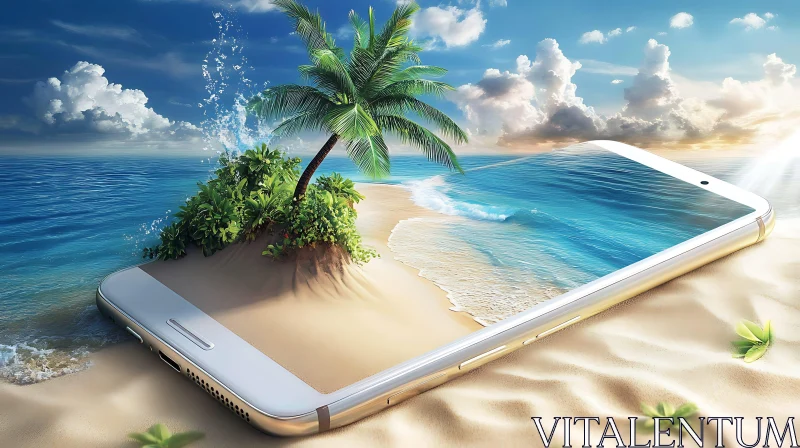 Digital Tropical Paradise on the Beach AI Image