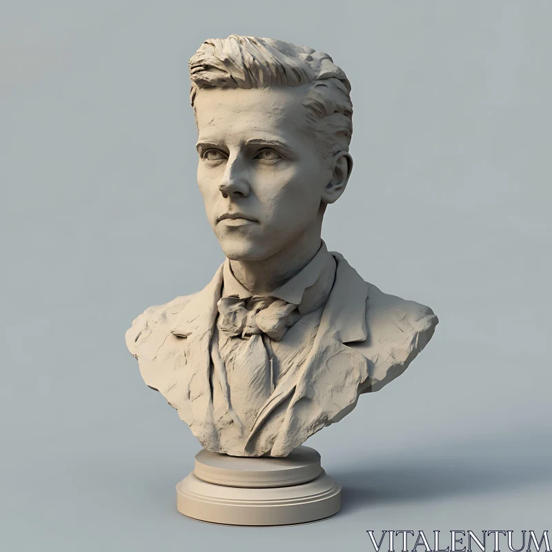 Sculpted Bust of Man in Bow Tie AI Image