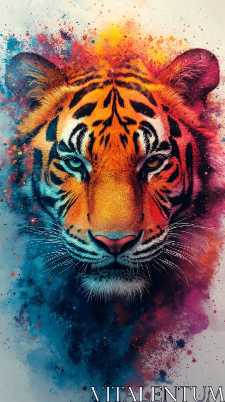 Colorful Tiger Face Art AI Image