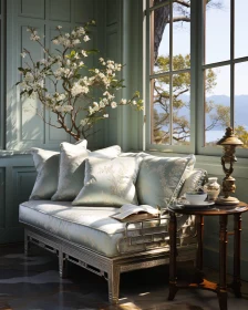 Serene Reading Corner with Floral Decor